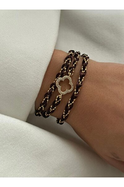 CHARMLUCKY Zircon Stone Clover Wrap Bracelet