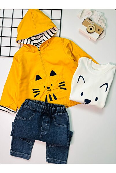 cacobutik Baby Meow Pants T-Shirt 3-Piece Hooded Raincoat Set