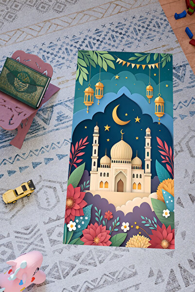 Charmbi Çocuklar İçin Özel Tasarım Seccade – Kaymaz Taban & Renkli Desenler D...