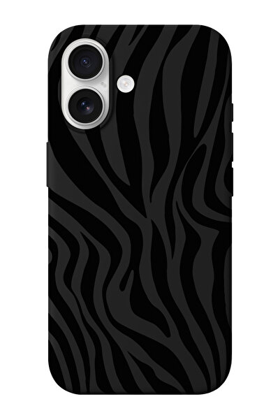 shoptocase iPhone 17 Zebra Desenli İçi Süet Lansman Telefon Kılıfı