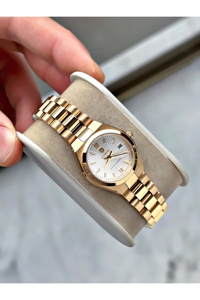 Raymond Gold Color Minimal Case Original Model Steel Women's Wristwatch + Bracelet