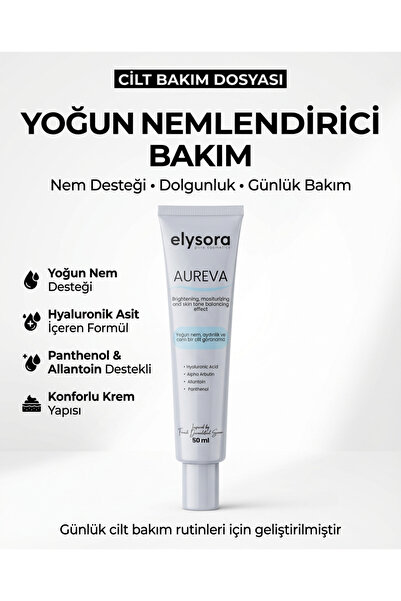 Elysora Yoğun Nemlendirici Krem – Hyaluronik Asit, Panthenol & C Vitamini