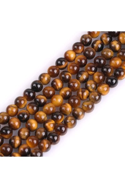 RLX BUJİTERİ Orjinal Doğal Taş Kaplan Gözü 8 Mm 1 Dizi (47 Adet) A Kalite