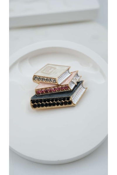 Jerie Renkli Zirkon Taş Kitap Broş