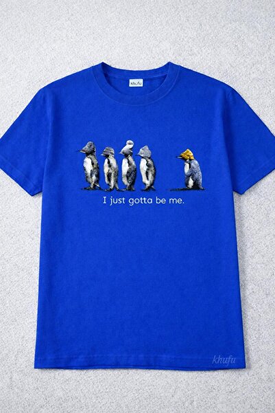 khufu Oversize Fit Cotton I Just Gotta Penguins Printed Relaxed Cut T-Shirt U...