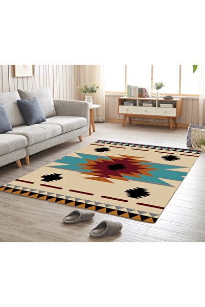 trendyhome Traditional Carpet, Anti-Slip, Cream/Orange