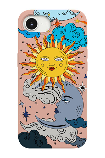 shoptocase iPhone 16E Compatible Sun and Moon Patterned Suede Inside Launch P...