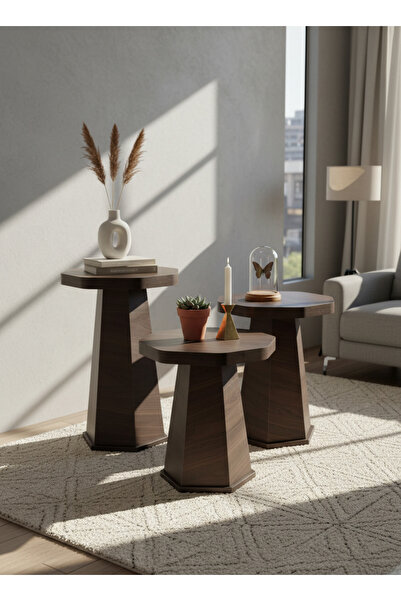 Living 3-Piece Octagon-Style Side Table Set – Modern Design