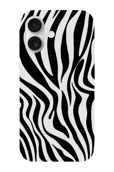 shoptocase iPhone 17 Zebra Desenli İçi Süet Lansman Telefon Kılıfı
