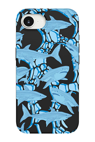 shoptocase iPhone 16E Uyumlu Köpekbalığı Desenli İçi Süet Lansman Telefon Kılıfı