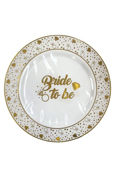 NET MARKET TABAK PLASTİK LÜX BRİDE TO BE 26 CM 6'LI PAKET NİŞAN