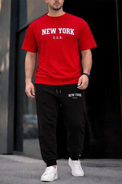 zeag Men's New York Printed T-Shirt and Sweatpants Set