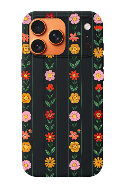 shoptocase iPhone 17 Pro Max Uyumlu Çiçek Sarmaşığı Desenli İçi Süet Lansman ...