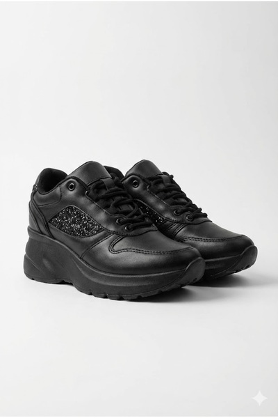 Bitmedeniste Women's Black Thick Sole Glitter Sneaker Daily Comfortable Sport...