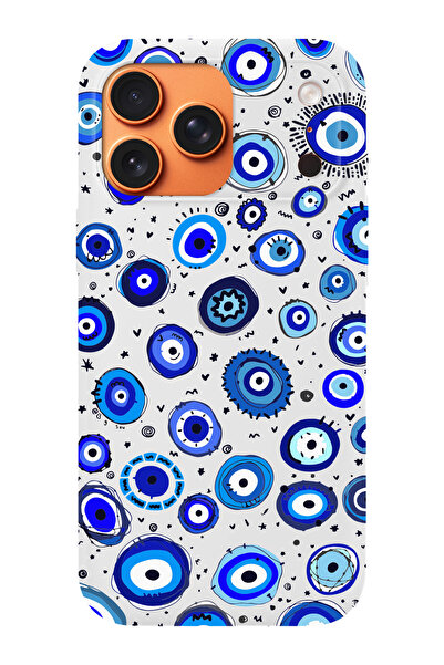 shoptocase iPhone 17 Pro Max Compatible Evil Eye Beads Patterned Suede Inside...