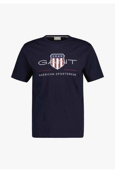 Gant Cotton T-shirt with logo pattern, Navy blue
