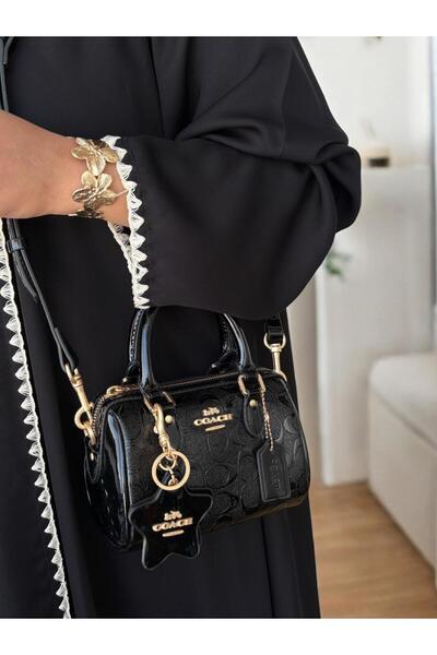 Velvet Vault Women's "Mini Bowling" Shiny Monogram Pattern Handbag - Small wi...