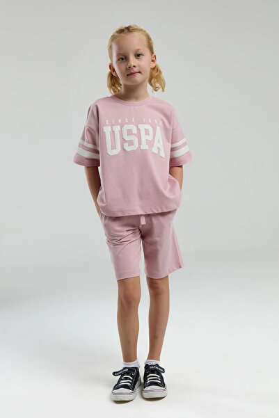 U.S. Polo Assn. Girls' Bermuda Set - Soft Pink