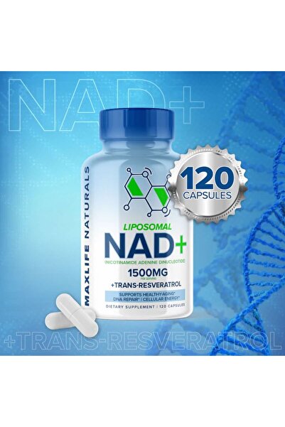 MaxLife Naturals Liposomal NAD+ Trans-Resveratrol Anti Aging 1500mg - 120 Caps