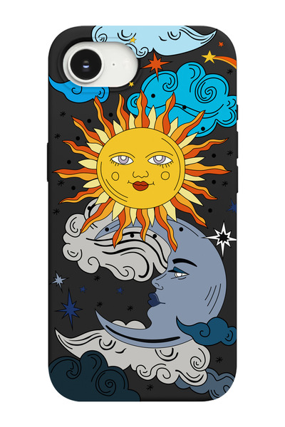 shoptocase غطاء هاتف متوافق مع آيفون 16E بنمط الشمس والقمر من الداخل مصنوع من...