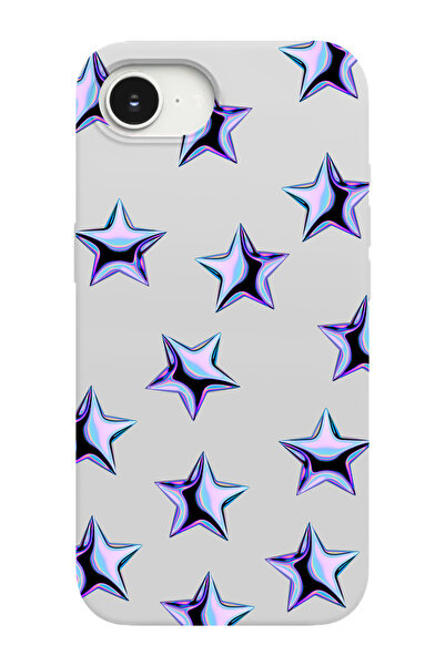 shoptocase iPhone 16E Uyumlu Mor Yıldızlar Desenli İçi Süet Lansman Telefon K...