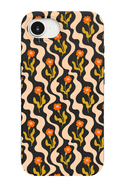 shoptocase iPhone 16E Uyumlu Flowers Waves Desenli İçi Süet Lansman Telefon K...