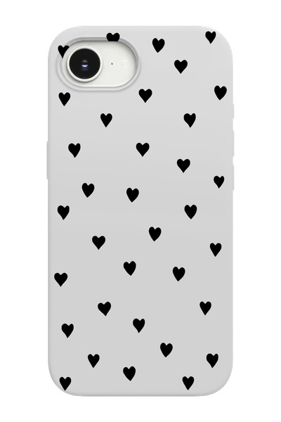 shoptocase iPhone 16E Uyumlu Kalpler Desenli İçi Süet Lansman Telefon Kılıfı