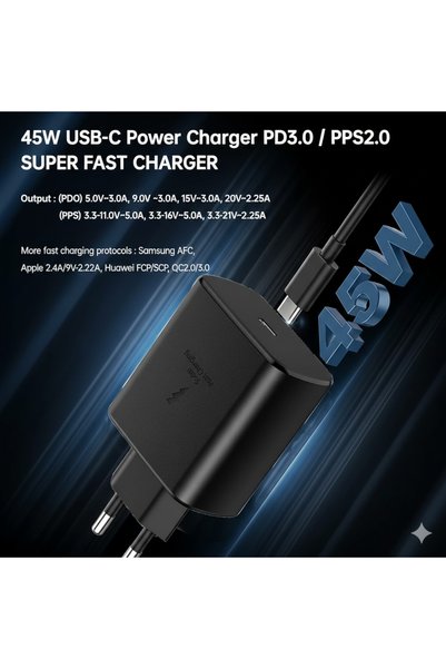 OEM Încărcător 45W + Cablu USB-C, Super Fast Charging,Compatibil cu Samsung