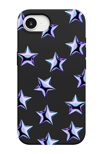 shoptocase غطاء هاتف متوافق مع آيفون 16E بنمط النجوم البنفسجية مع بطانة من ال...