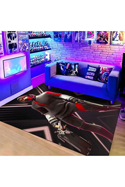 trendyhome Covor Camera Copii, Negru/Rosu/Gri, Antiderapant