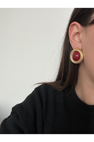 Charmist Steel Burgundy Lolin Earrings
