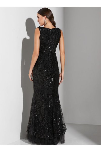 Daxe Textile Sequin Embroidered Sleeveless Dress
