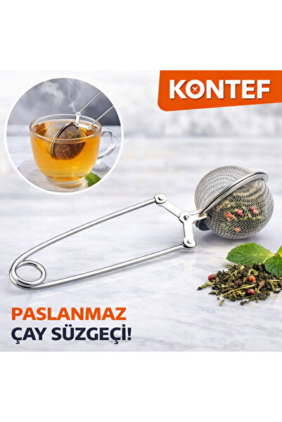 KONTEF Bitki Çayı Demleme Süzgeci Bardak Bardak Ve Demlik Uyumlu