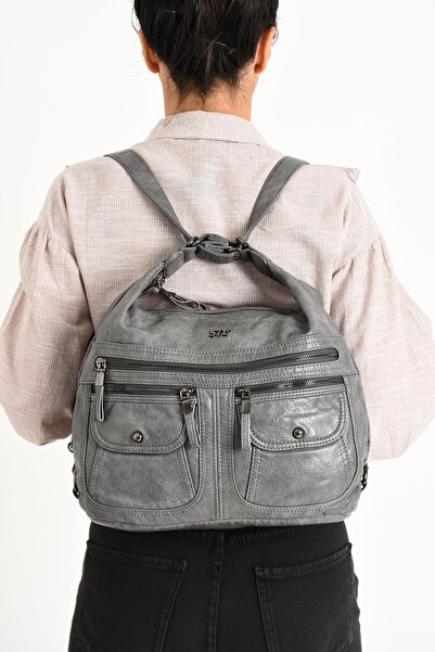 NightLove Faux Leather Soft Woven Backpack Shoulder Bag