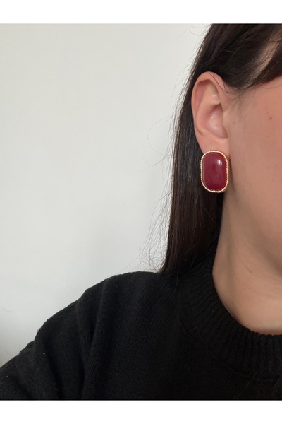 Charmist Steel Burgundy Jeny Earrings