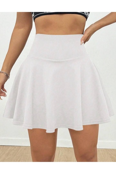 MAROVOAY Fusta mini evazată din lycra cu talie înaltă