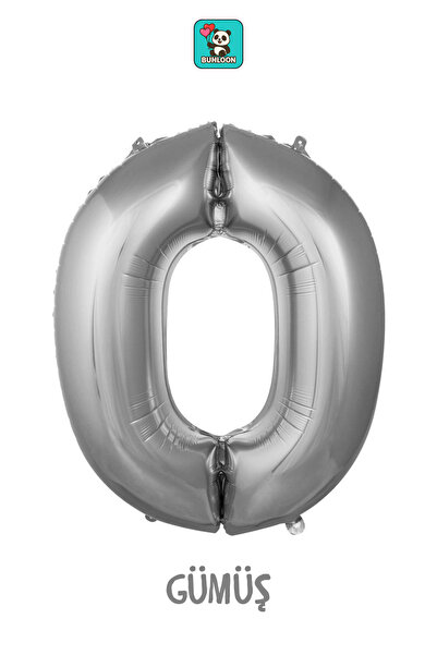 Bunloon Gümüş Renk 0 Rakam Folyo Balon 76 cm Doğum Günü Parti Süsleme