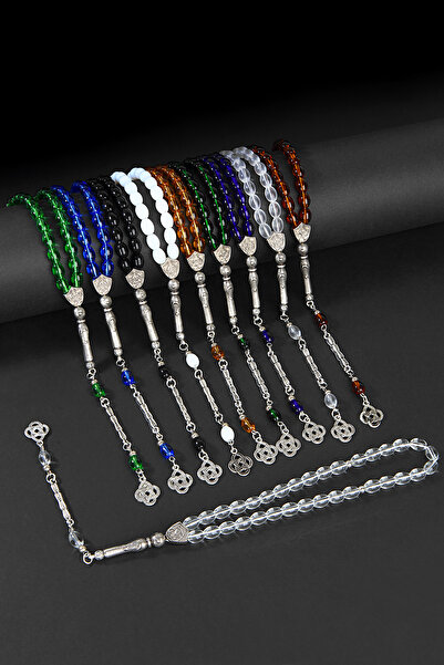 Öyküm accesory 10 Pieces Barley Model Natural Stone Glass Prayer Beads Set, G...