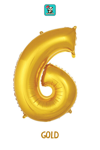 Bunloon Gold Color 6 Number Foil Balloon 34 Inches (76 cm)
