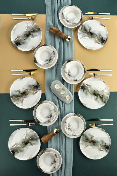 Erbaşlar Doğal Taş Enerji 18 Parça 6 Kişilik Lüx Yemek Takımı, Yemek Seti