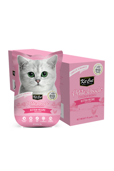 Kit Cat كيت كات أكياس صغيرة طعام كامل للقطط الصغيرة - دجاج 70 غرام عبوة من 24