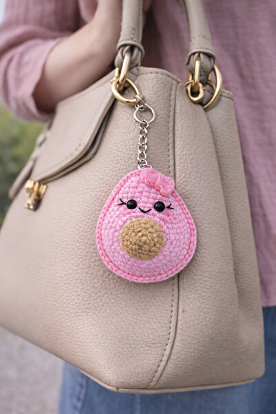 LUXIC CORE Handmade Amigurumi Pink Avocado Keychain |   Knitted Avocado Figur...