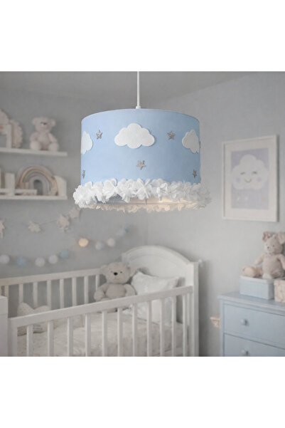 SefDen Lazer Kesim Atölyesi Bulut & Yıldız Detaylı Bebek Odası Avizesi – El Y...