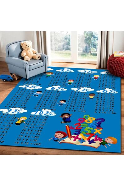 trendyhome Educational Carpet, Children, Blue/White, 1-10, Anti-Slip