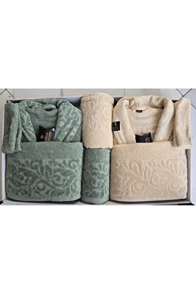 arashomecollection 10 Piece Bride Groom Family Bathrobe Set 100% Cotton Velve...