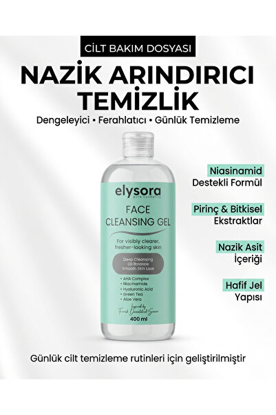 Elysora Aydınlatıcı ve Arındırıcı Yüz Yıkama Jeli – Niacinamide, Alpha Arbuti...