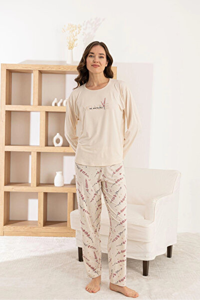 Pijamoni Women's Milan Fabric Crew Neck A. Yellow Pajama Set