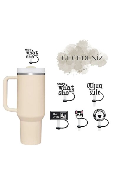 GECEDENİZ Thermos Compatible Straw Stopper Black That's What She Said