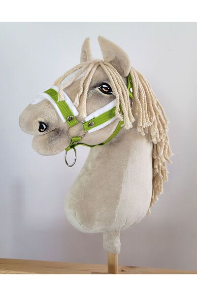 Other Hobby Horse A3 Lime Adjustable Horse Halter with White Fur