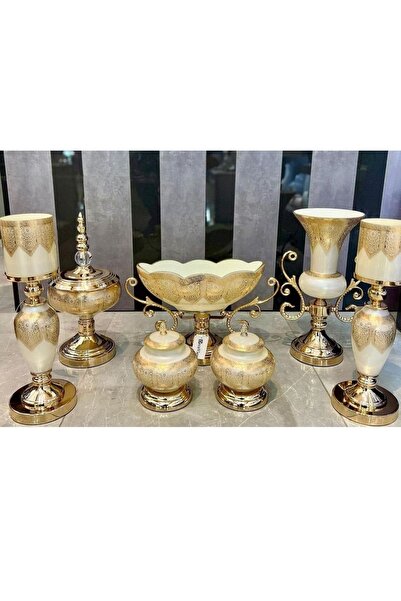 LOKMAN ZÜCCACİYE SHOWROOM 7 Parça Cam Salon Seti Konsol Takımı Kod2375